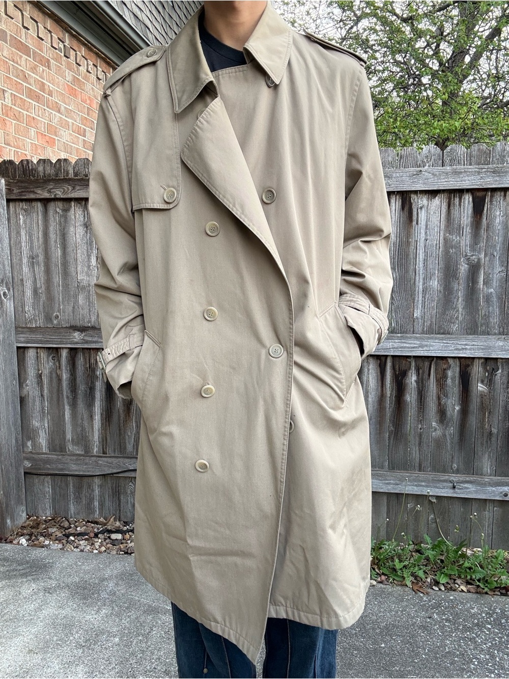90s Khaki Double Breasted Trench Coat
Waxed Style